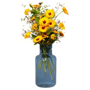 Bela arte Bloemenvaas Milan - transparant blauw glas - D15 x H30 cm - melkbus vaas met smalle hals   -