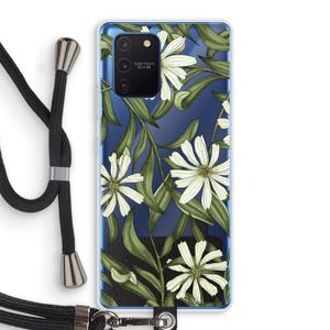 Wit bloemenpatroon: Samsung Galaxy Note 10 Lite Transparant Hoesje met koord