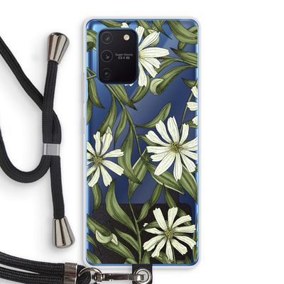 Wit bloemenpatroon: Samsung Galaxy Note 10 Lite Transparant Hoesje met koord