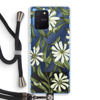 Wit bloemenpatroon: Samsung Galaxy Note 10 Lite Transparant Hoesje met koord
