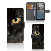 Nokia 2.4 | Telefoonhoesje | Met pasjeshouder | Zwarte Kat