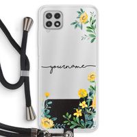 Gele bloemen: Samsung Galaxy A22 4G Transparant Hoesje met koord