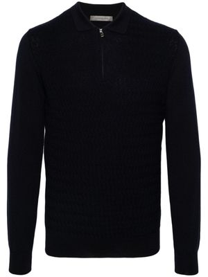 Corneliani polo en laine vierge à manches longues - Bleu