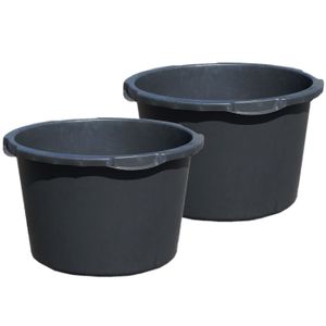 Set van 3x stuks flexibele kunststof bakken/emmers/kuipen 45 liter diameter 52 cm zwart