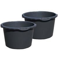 Set van 3x stuks flexibele kunststof bakken/emmers/kuipen 45 liter diameter 52 cm zwart - thumbnail