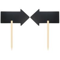 Krijtbord pijl op stok 67 x 49 cm - 2x - schoolbordjes - incl witte krijtstift - richting aanwijzers