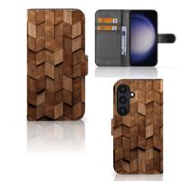 Book Style Case voor Samsung Galaxy S24 Wooden Cubes Book Style Case voor Samsung Galaxy S24 Wooden Cubes
