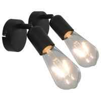VidaXL Spotlights 2 st met filament peren 2 w e27 zwart