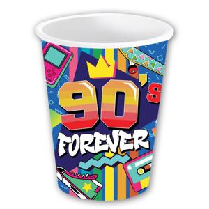 Foute 90s party feestbekertjes - 6x - karton - 240 ml - Jaren 90 thema feestversiering