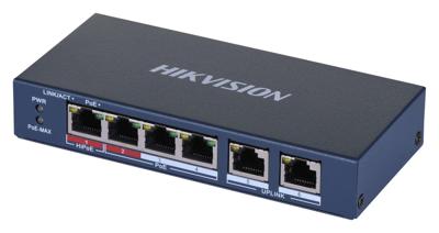 Hikvision DS-3E0106HP-E netwerk-switch Unmanaged Fast Ethernet (10/100) Power over Ethernet (PoE) Blauw
