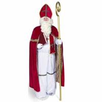 Compleet Sinterklaas kostuum - rood - met mijter en pruik/baard - verkleedkleding