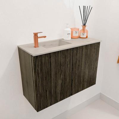 Toiletmeubel Mondiaz Joya Dlux | 60 cm | Meubelkleur Shadow | Faye wastafel Opalo Wasbak Links | 1 kraangat