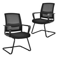 Set van 2 Vergaderstoelen Kantoorstoelen voor Gasten met Zwaar Onderstel in de Vorm van een Slee voor Wachtruimte Receptie