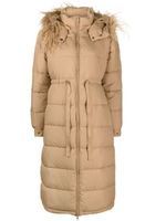 TWINSET parka ornée de plumes à capuche - Marron