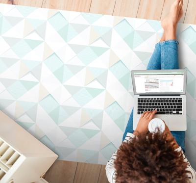 Pastel geometrische patroon vinyl tapijt
