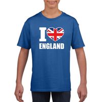 Blauw I love Engeland fan shirt kinderen