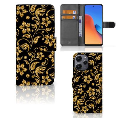 Xiaomi Redmi 12 Hoesje Gouden Bloemen Xiaomi Redmi 12 Hoesje Gouden Bloemen