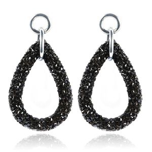 Druppel oorbellen Oval Crystal Black