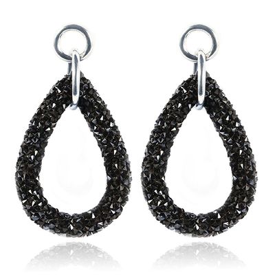 Druppel oorbellen Oval Crystal Black