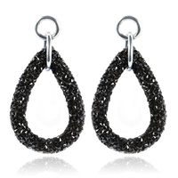 Druppel oorbellen Oval Crystal Black - thumbnail