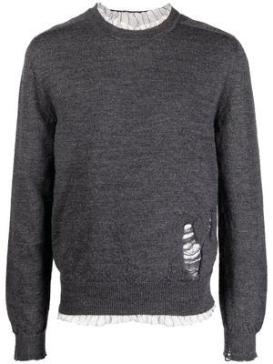 Maison Margiela pull en laine à effet usé - Gris