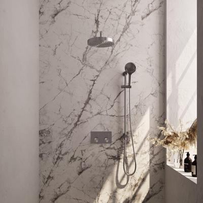 BRAUER Stripe Thermostatische Inbouw Regendouche - drukknoppen - SET 35 - 25cm douchekop - gebogen muurarm - 3-standen handdouche - doucheslang - geïntegreerde glijstang - RVS-kleurig geborsteld PVD 5-NG-433