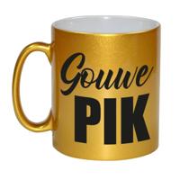 Gouwe pik cadeau koffiemok - drink beker - 330 ml - goudkleurig