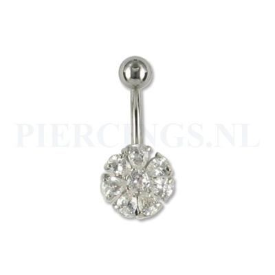 Navelpiercing bloem van kristal