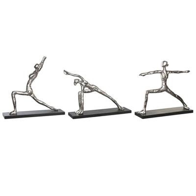 Decoratieve figuren DKD Home Decor 33 x 10 x 35 cm Zilverkleurig Zwart Indiaas Yoga (3 Stuks)