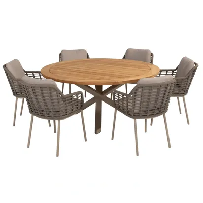 Prado Ø130 cm Latte met 4 Puglia Stoelen