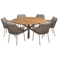 Prado Ø130 cm Latte met 4 Puglia Stoelen