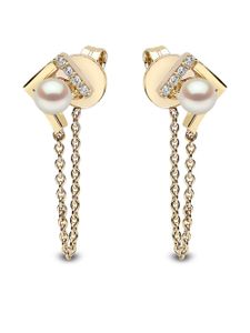 Yoko London boucles d'oreilles Trend en or jaune 18ct ornées de perles et de diamants