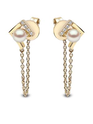 Yoko London boucles d'oreilles Trend en or jaune 18ct ornées de perles et de diamants