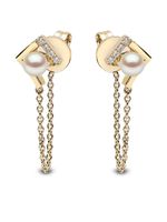 Yoko London boucles d'oreilles Trend en or jaune 18ct ornées de perles et de diamants