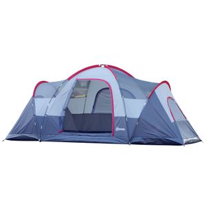 Tent voor 5-6 personen campingtent tunneltent koepeltent polyester grijs