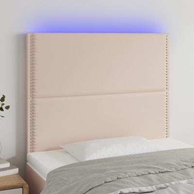 Hoofdbord LED 90x5x118/128 cm kunstleer cappuccinokleurig