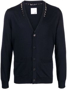 Valentino Garavani blazer en laine à ornements de clous - Bleu