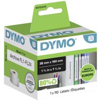 DYMO S0722470 Rol met etiketten 38 x 190 mm Papier Wit 110 stuk(s) Permanent hechtend Ordneretiketten