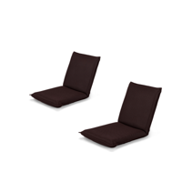 (Tweedelig) Vloerstoel met 6-Traps Verstelbare Rugleuning Gevoerde Game-Stoel Vloerbank Meditatiestoel Stevig Metalen Frame-Koffie