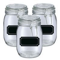 Weckpotten/inmaakpotten - 4x - 1L - glas - met beugelsluiting - incl. etiketten