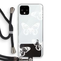 White butterfly: Pixel 4 Transparant Hoesje met koord White butterfly: Pixel 4 Transparant Hoesje met koord