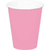 Folat Feest drinkbekers - 8x stuks - roze - papier - 350 ml - verjaardag/party