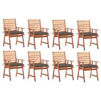 Tuinstoelen 8 st met kussens massief acaciahout