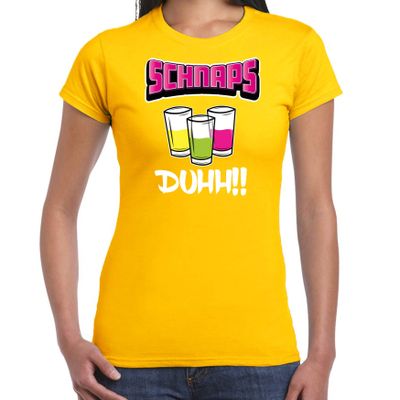 Apres ski t-shirt voor dames - schnaps - geel - apres ski/wintersport - skien