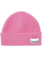 GANNI bonnet nervuré à patch logo - Rose - thumbnail