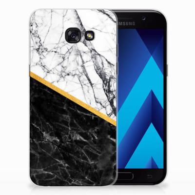 Samsung Galaxy A5 2017 | TPU | Siliconen hoesje | Marmer Wit Zwart - Origineel Cadeau Man