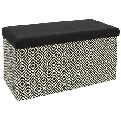 Hocker/poef opvouwbaar - donkerbruin/zwart - braided - polyester - 76 x 38 cm