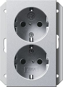 GIRA Wandcontactdoos 2V RA KB 1D aluminium 273126