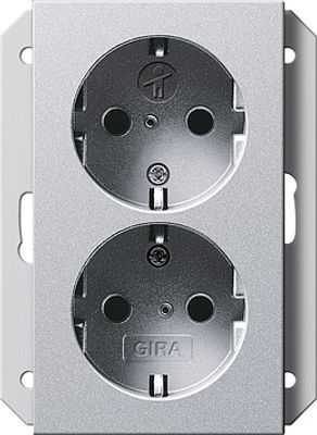 GIRA Wandcontactdoos 2V RA KB 1D aluminium 273126