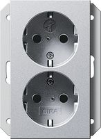 GIRA Wandcontactdoos 2V RA KB 1D aluminium 273126